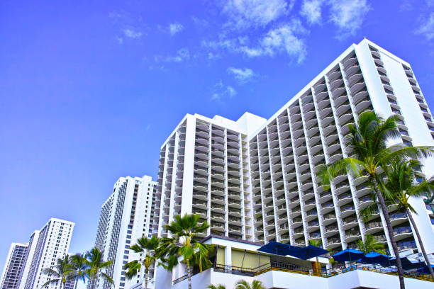 Hawaii Hotels at Waikiki Beach stock photo