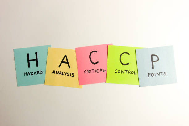 haccp - hazard analysis critical control point acronym handwritten on colorful sticky notes - haccp imagens e fotografias de stock