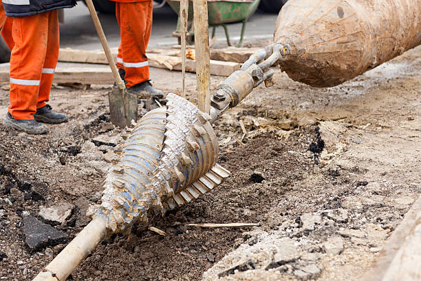 HDD-Horizontal Directional Drilling Operation stock photo