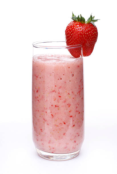 Healthy Antioxidant Strawberry Smoothie strawberry smoothie isolated on white background strawberry smoothie stock pictures, royalty-free photos & images