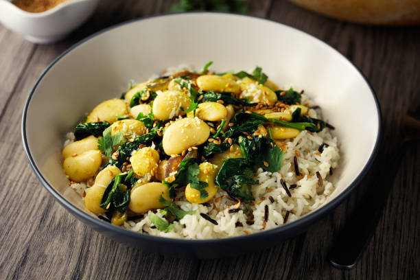 Healthy Vegan curry bowl stock photo