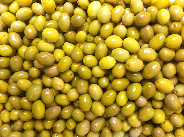 Heap of Calamata olives stock photo