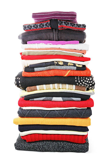 Heap of colored clothes stock photo