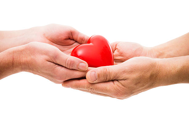Heart at the human hands stock photo