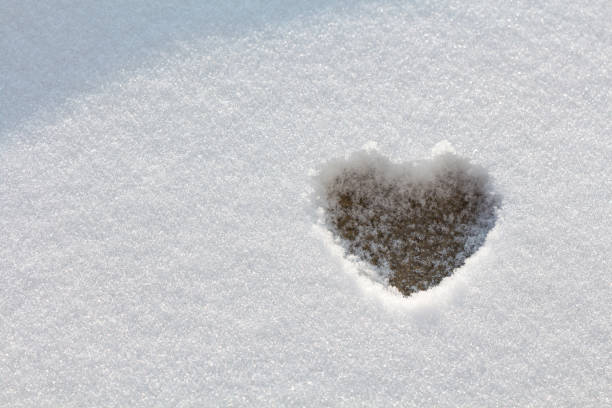 Heart form in the snow stock photo