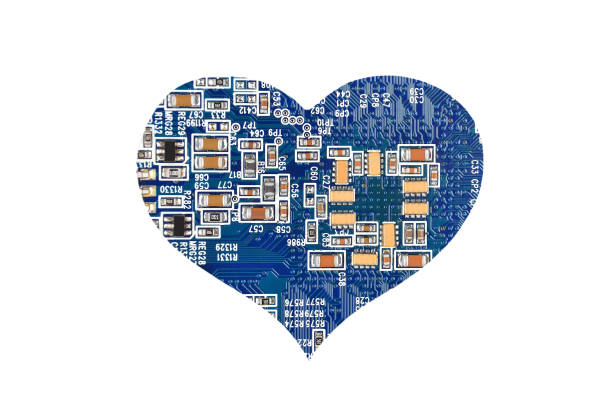 Heart from microcircuit stock photo