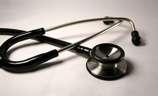 Heart healthy concept with a close-up of a stethoscope stock photo