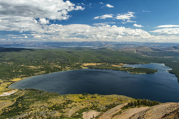 Heart Lake from the top of Mt Sheridan. stock photo