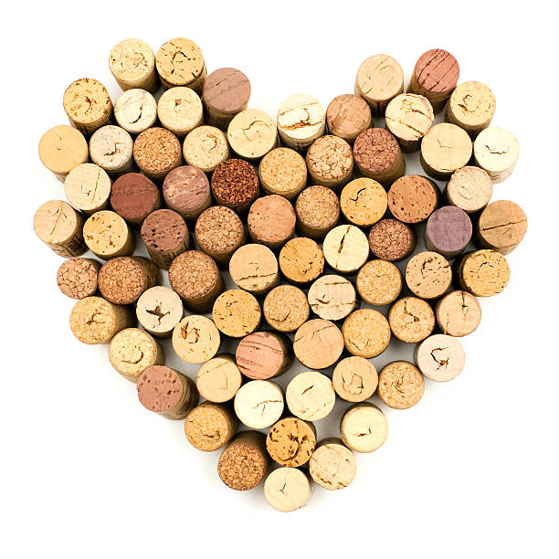 Heart made with various wine corks stock photo