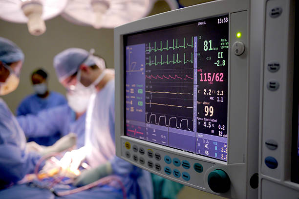 heart monitor in a hospital stock photo