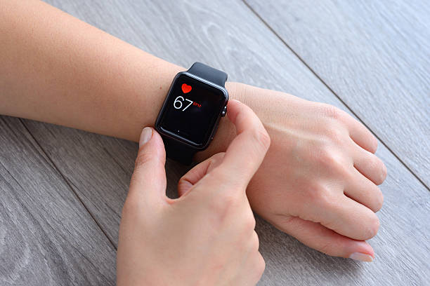 Heart rate on Apple Watch stock photo