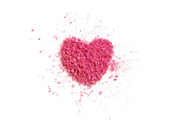 Heart shaped pink eye shadow Heart shaped pink eye shadow isolated on white background. Love and Valentine's day concept. blusher make up stock pictures, royalty-free photos & images