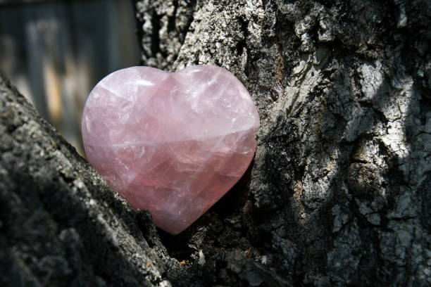 Heart Shaped Rose Quartz Crystal stock photo