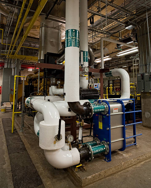 Heat exchanger on 2.5 megawatt generator stock photo