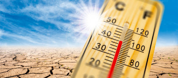 Heat in summer with high temperature and lack of water stock photo