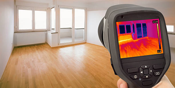 Heat Leak Infrared Detection Thermal Image of Heat Leak thru Windows infrared stock pictures, royalty-free photos & images