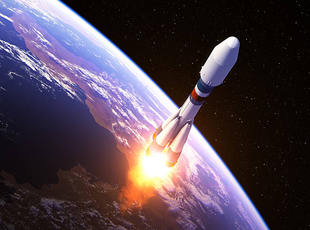 Heavy Carrier Rocket Launch Heavy Carrier Rocket Launch In Space. 3D Illustration. european space agency stock pictures, royalty-free photos & images