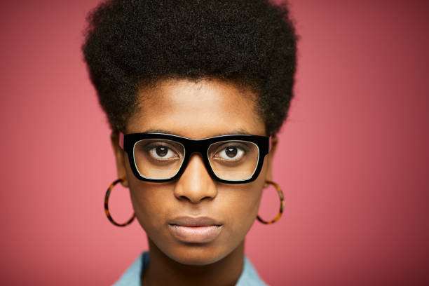 heavy glasses Studio headshot beautiful haitian women stock pictures, royalty-free photos & images