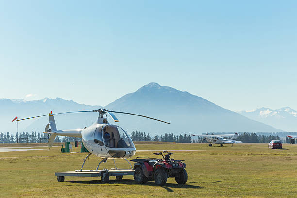 Helicopter in Wanaka stock photo