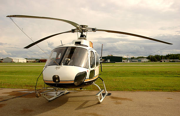 Helicopter on the ground stock photo