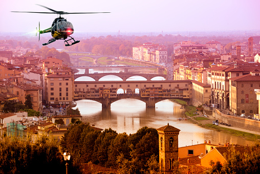 Helicopter Tour Over Florence At Sunset Tuscany Italy Stock Photo - Download Image Now - iStock
