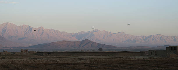 Helicopters in Afghanistan stock photo
