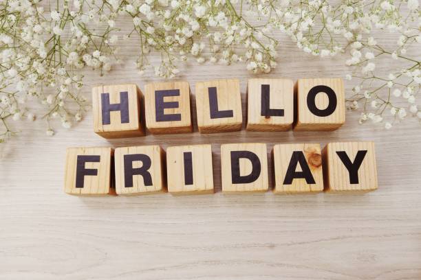 hello friday alphabet letters on wooden background hello friday alphabet letters on wooden background happy friday stock pictures, royalty-free photos & images