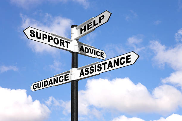 Help and support signpost stock photo