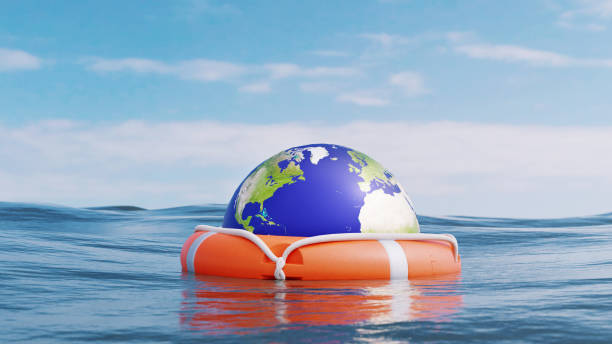 Helping the world from disaster with life saver stock photo