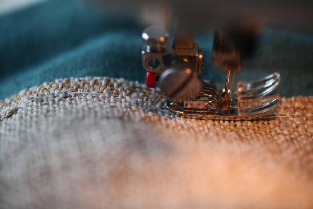 hemp fabric sewing stock photo