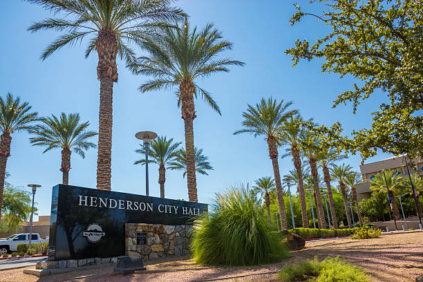 Henderson City Hall Henderson, USA - September 12, 2016: An editorial stock photo of Henderson City Hall in Henderson, Nevada. Henderson, officially the City of Henderson, is a city in Clark County, Nevada, United States. It is the second largest city in Nevada, after Las Vegas. nevada stock pictures, royalty-free photos & images