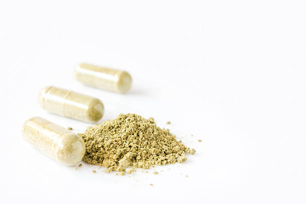 herbal antipyretic capsules stock photo