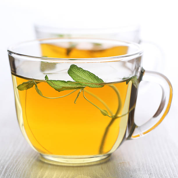 Herbal tea leaf for glass cup- Healthy Eating stock photo