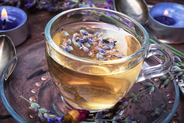 Herbal Tea with lavender stock photo