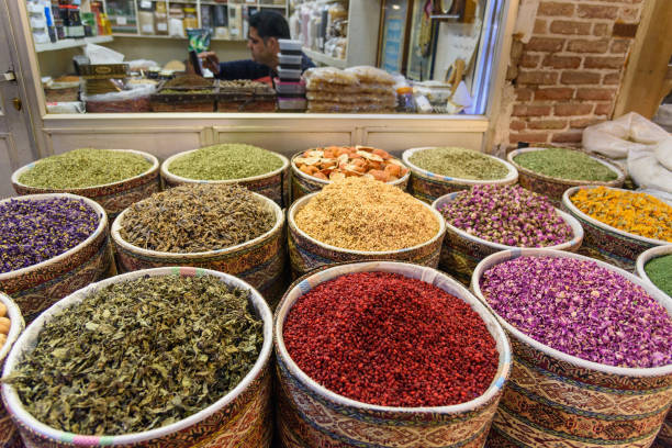 Herbs and spices in Grand Bazaar in Tabriz. East Azerbaijan province. Iran Tabriz, East Azerbaijan province, Iran - March 15, 2018:Herbs and spices in Tabriz Grand Bazaar is one of the oldest bazaars in the Middle East. spices of the world stock pictures, royalty-free photos & images