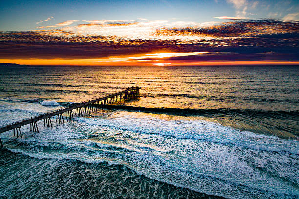 Hermosa Pier Sunset stock photo