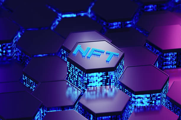 NFT. Hexagons Pixelated Concept stock photo