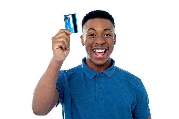 Hi! This is my new credit card! stock photo