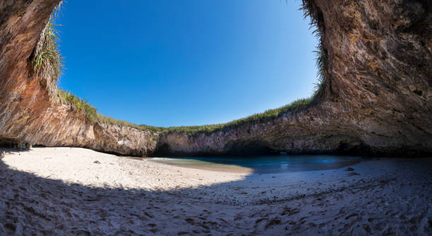 Hidden beach in the Marietas Islands at the mexican Pacific stock photo