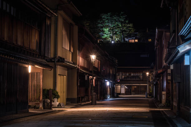 Higashi Chaya Night shot at Higashi Chaya, geisha district of Kanazawa in Japan ishikawa prefecture stock pictures, royalty-free photos & images