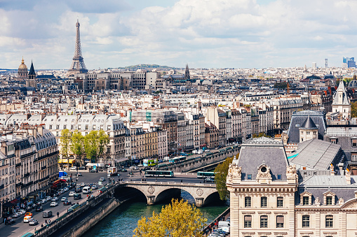 Panoramic high angle view of Paris city