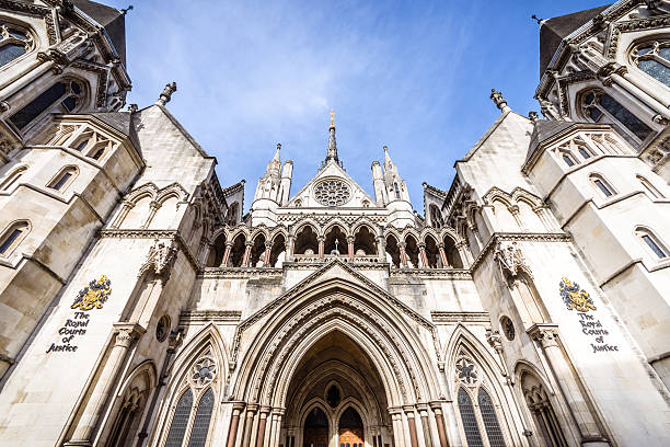 High Court of Justice, London, UK London, UK - October 25, 2015: Known as The Law Courts, The Royal Courts of Justice, located in Westminster, houses the High Court and Court of Appeal of England and Wales. Many high profile cases have been carried out here. high up stock pictures, royalty-free photos & images