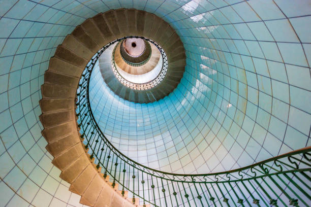 High lighthouse stairs, vierge island, brittany,france stock photo