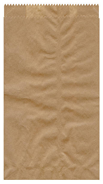 High Resolution Isolated Brown Paper Grocery Bag stock photo
