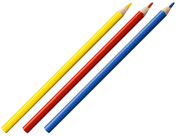 High Resolution Isolated Primary Hues Color Pencils stock photo
