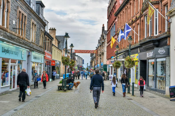 High Street in Fort William, Scotland stock photo