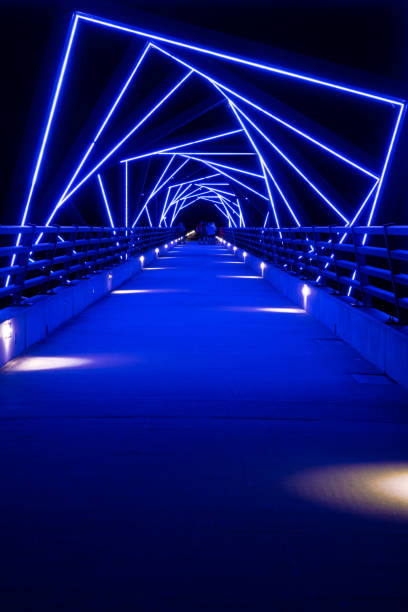 High Trestle Bike Trail Bridge At Night stock photo