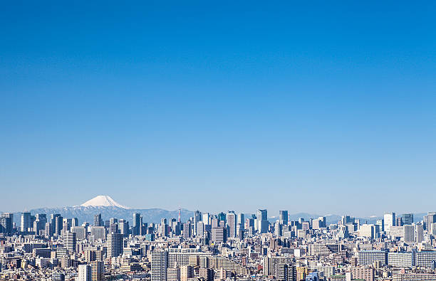 High-rise building and Mount Fuji stock photo