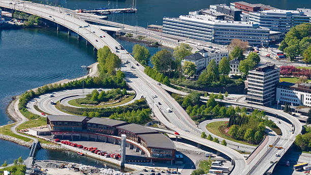Highway / Freeway Interchange in Bergen, Norway stock photo