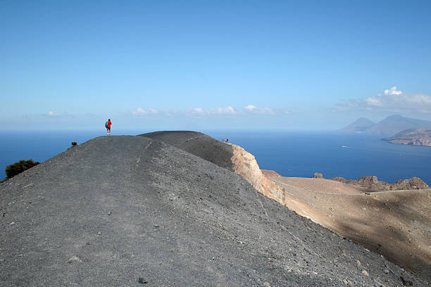 hiking, Aeolian Islands, Sicily stock photo